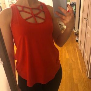 Wishful Park red tank top with netted front